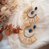 Boucles d’oreilles raphia bleu