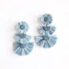 Boucles d’oreilles raphia bleu pastel